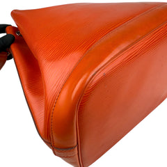 Pre-owned louis-vuitton-paris-lv-noe-epi-orange-leather-womens-drawstring-bucket-bag-front-view