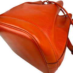 Pre-owned louis-vuitton-paris-lv-noe-epi-orange-leather-womens-drawstring-bucket-bag-front-view