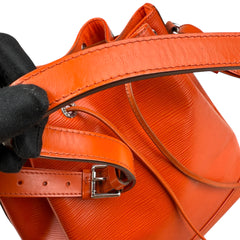 Pre-owned louis-vuitton-paris-lv-noe-epi-orange-leather-womens-drawstring-bucket-bag-front-view