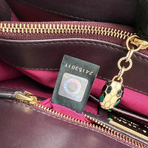 Bvlgari Plum Stingray and Leather Medium Serpenti Forever Shoulder Bag