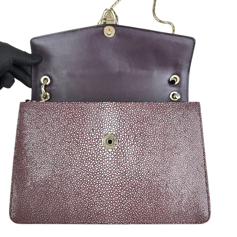 Bvlgari Plum Stingray and Leather Medium Serpenti Forever Shoulder Bag