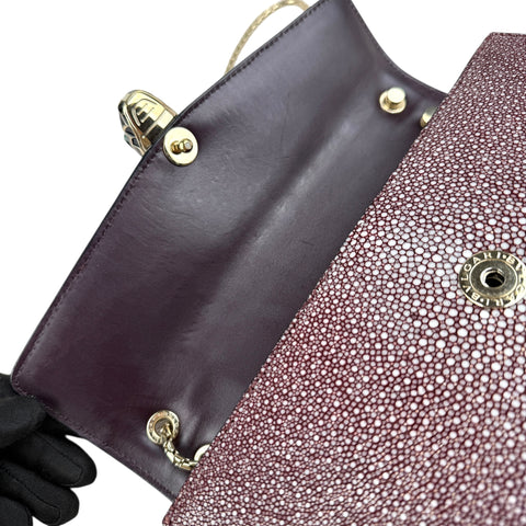 Bvlgari Plum Stingray and Leather Medium Serpenti Forever Shoulder Bag