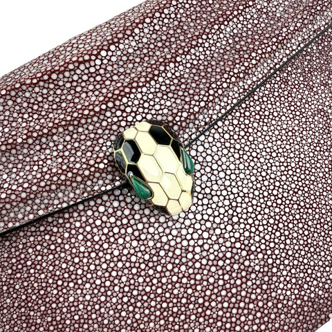 Bvlgari Plum Stingray and Leather Medium Serpenti Forever Shoulder Bag