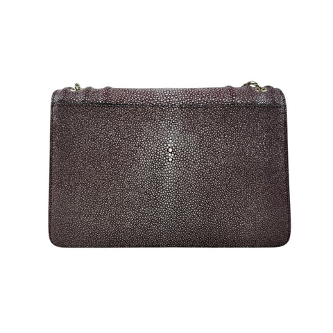 Bvlgari Plum Stingray and Leather Medium Serpenti Forever Shoulder Bag