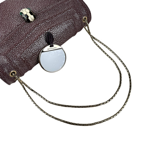 Bvlgari Plum Stingray and Leather Medium Serpenti Forever Shoulder Bag