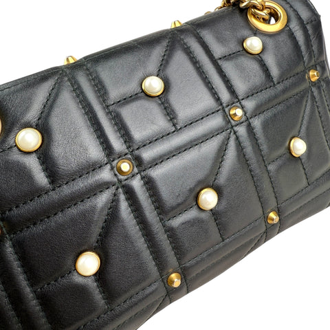 Gucci Black Leather GG Marmont Pearly Shoulder Bag