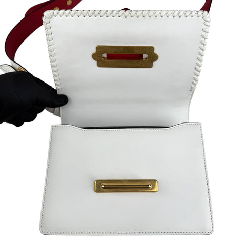 Prada Cahier Crossbody Bag Embellished Denim Leather