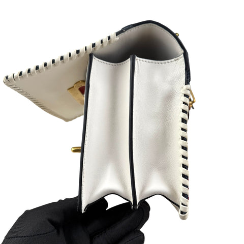 Prada Cahier Crossbody Bag Embellished Denim Leather