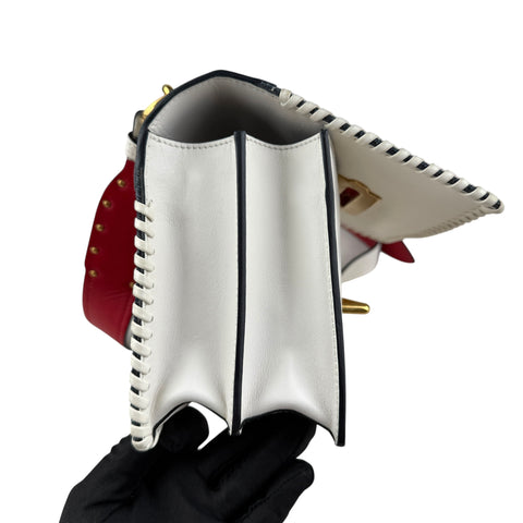 Prada Cahier Crossbody Bag Embellished Denim Leather