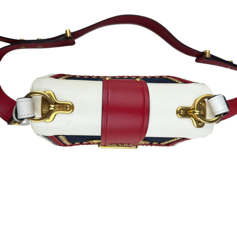 Prada Cahier Crossbody Bag Embellished Denim Leather