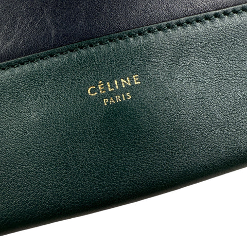 Celine Navy/Green Leather Frame Shoulder Bag