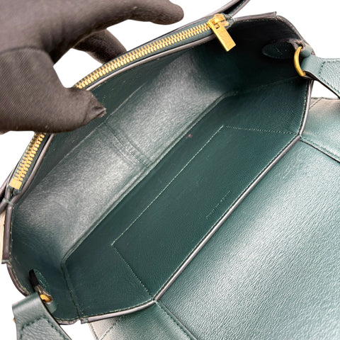 Celine Navy/Green Leather Frame Shoulder Bag