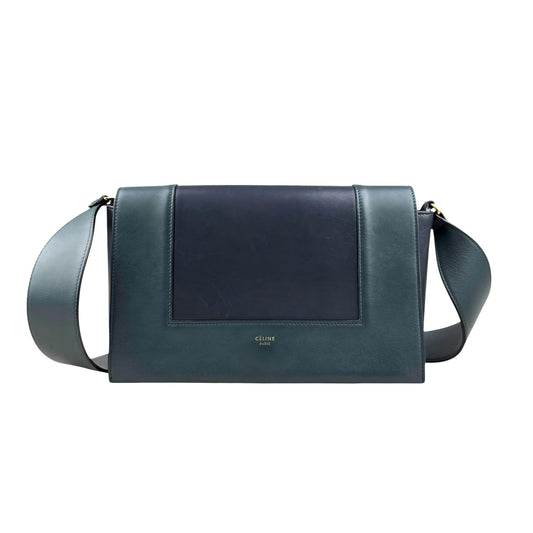 Celine Navy/Green Leather Frame Shoulder Bag