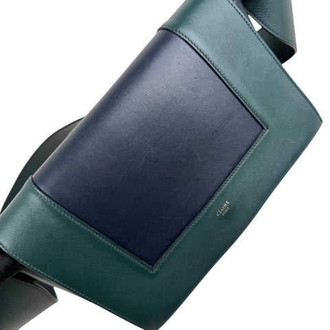 Celine Navy/Green Leather Frame Shoulder Bag