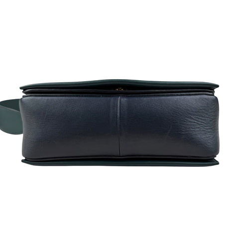Celine Navy/Green Leather Frame Shoulder Bag