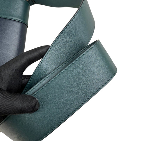 Celine Navy/Green Leather Frame Shoulder Bag