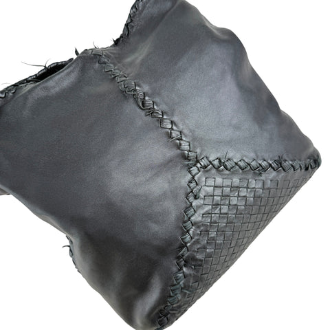 Bottega Veneta Black Nappa Intrecciato Leather Fringe large Shoulder Bag