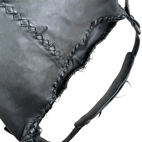 Bottega Veneta Black Nappa Intrecciato Leather Fringe large Shoulder Bag