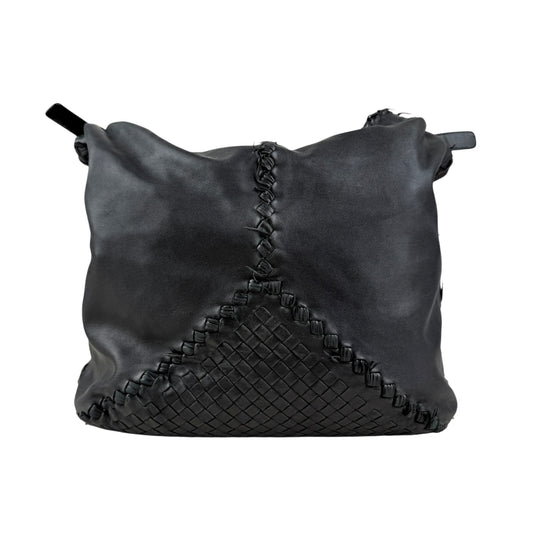 Bottega Veneta Black Nappa Intrecciato Leather Fringe large Shoulder Bag