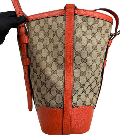 Gucci GG Canvas Hand Bag Beige Orange