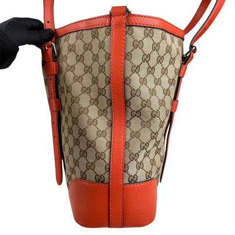Gucci GG Canvas Hand Bag Beige Orange