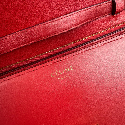 Celine Classic Box  Leather Shoulder Bag Red Color