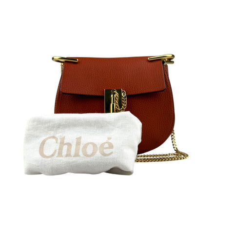 Pre-owned chloe-leather-drew-shoulder-bag-front back view