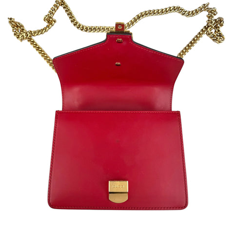 Gucci Sylvie Mini Chain Shoulder Bag Red Leather