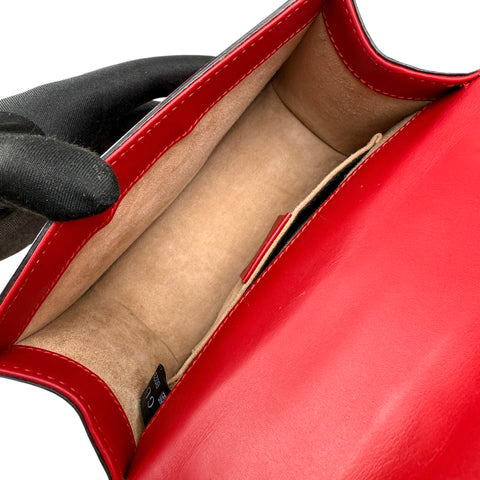 Gucci Sylvie Mini Chain Shoulder Bag Red Leather