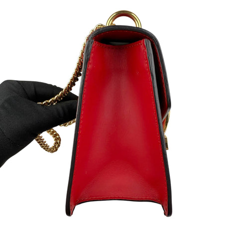 Gucci Sylvie Mini Chain Shoulder Bag Red Leather