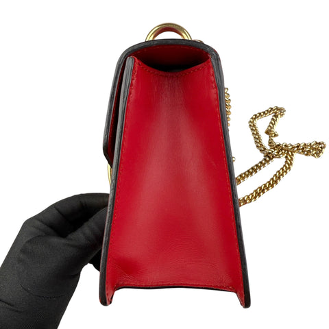 Gucci Sylvie Mini Chain Shoulder Bag Red Leather
