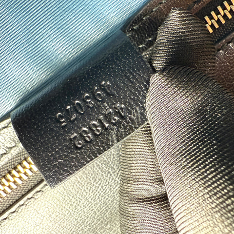 Gucci Sylvie Black Sms Print Leather Shoulder Bag