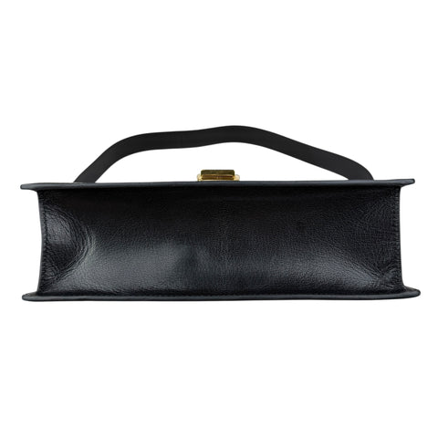 Gucci Sylvie Black Sms Print Leather Shoulder Bag