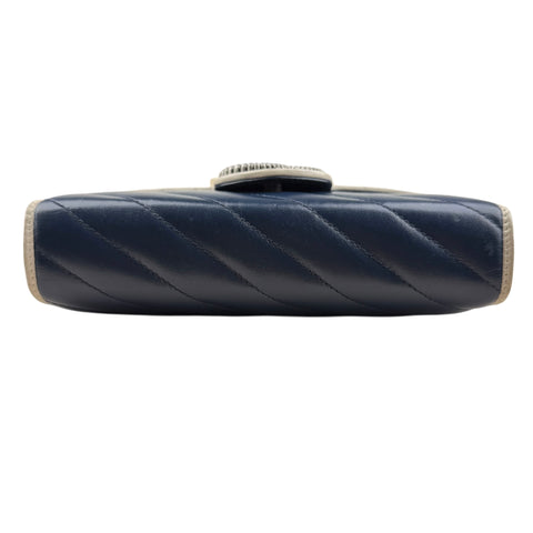 Gucci Blue GG Marmont Wallet on Chain Navy