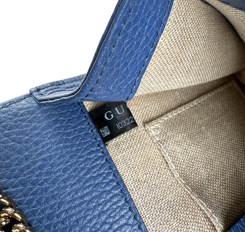 Pre-owned gucci-blue-leather-medium-interlocking-gg-shoulder-bag-front