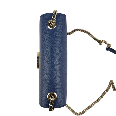 Pre-owned gucci-blue-leather-medium-interlocking-gg-shoulder-bag-front