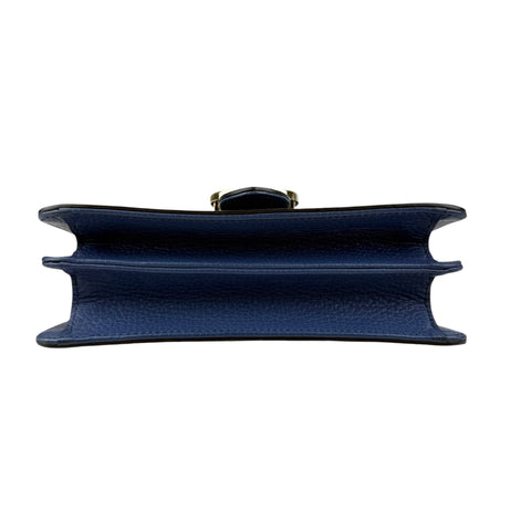 Pre-owned gucci-blue-leather-medium-interlocking-gg-shoulder-bag-front