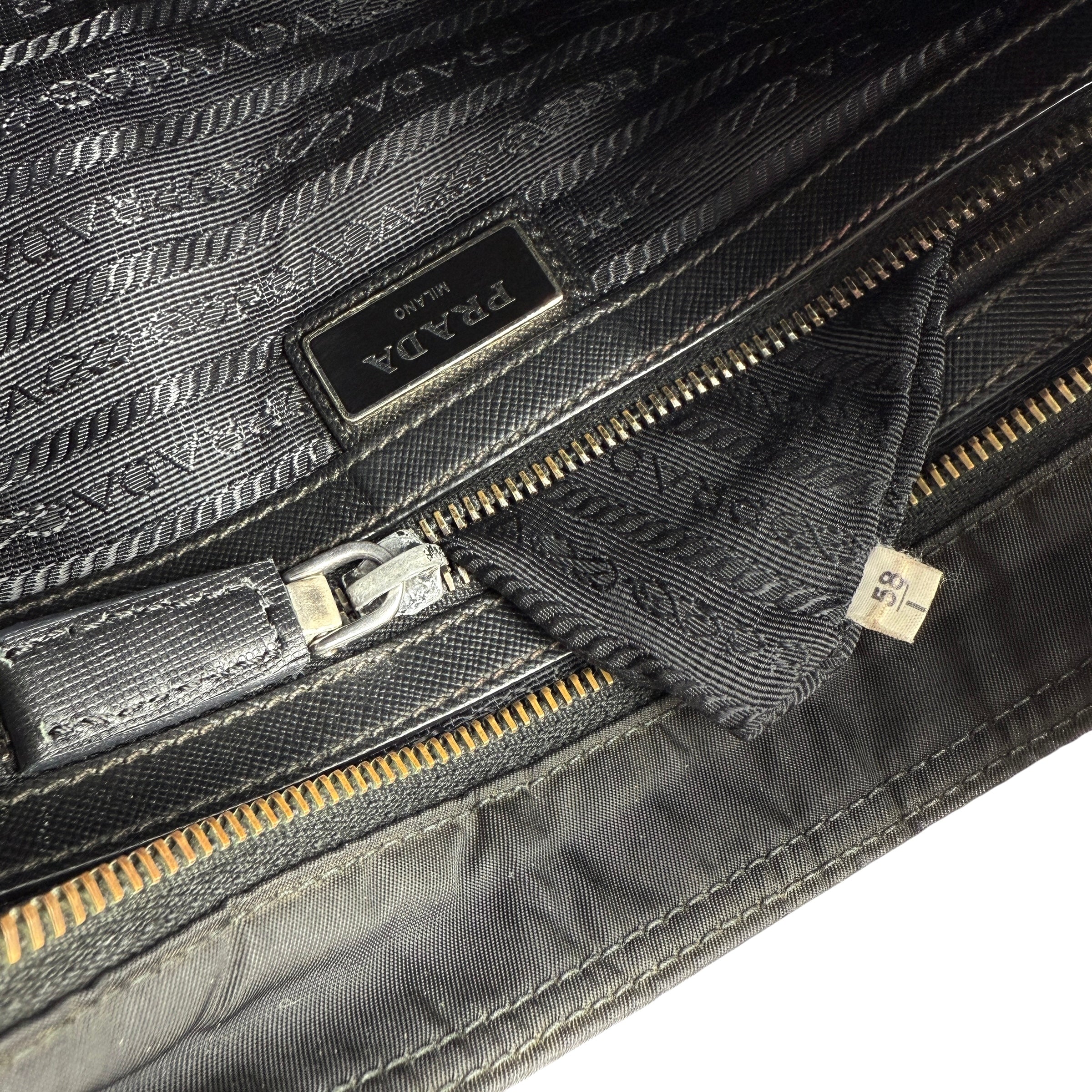Pre-owned prada-milano-black-re-nylon-saffiano-leather-crossbody-shoulder-bag-front