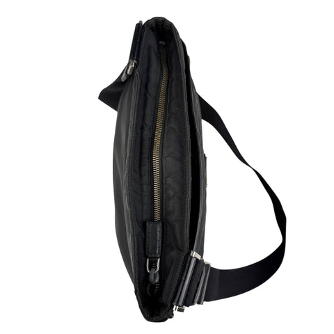 Pre-owned prada-milano-black-re-nylon-saffiano-leather-crossbody-shoulder-bag-front