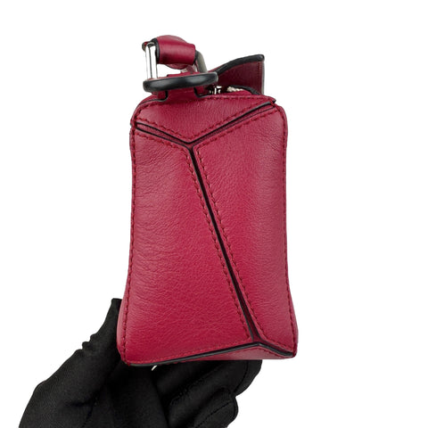 Loewe Raspberry Calfskin Mini Puzzle Bag