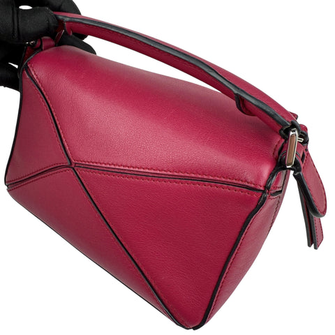 Loewe Raspberry Calfskin Mini Puzzle Bag