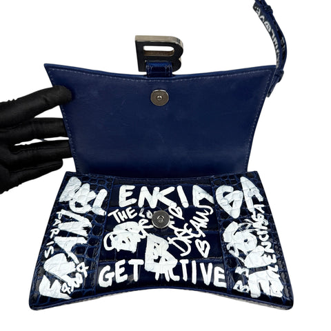 Balenciaga Hourglass Graffiti XS Black Shoulder Bag