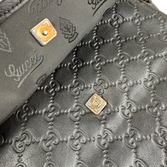Pre-owned gucci-mens-guccissima-messenger-bag-black-front-view