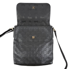 Pre-owned gucci-mens-guccissima-messenger-bag-black-front-view