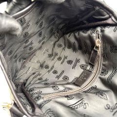 Pre-owned gucci-mens-guccissima-messenger-bag-black-front-view