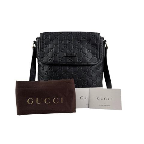 Gucci Men's Guccissima Messenger Bag Black