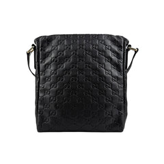 Pre-owned gucci-mens-guccissima-messenger-bag-black-front-view