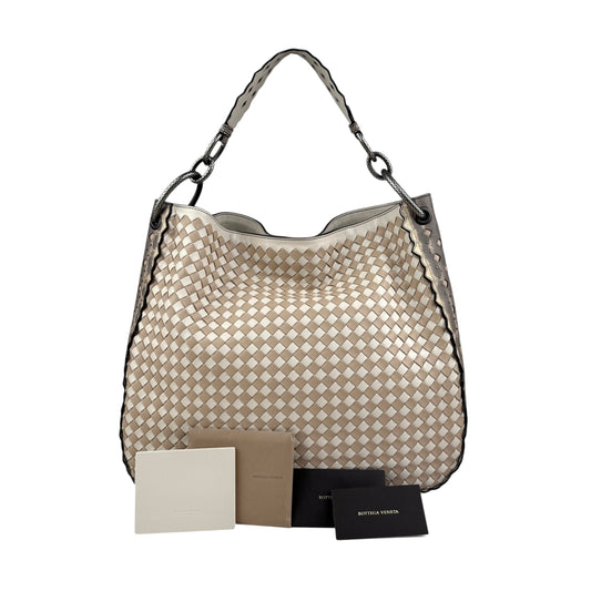 Bottega Veneta Gray Intrecciato Loop Shoulder Bag