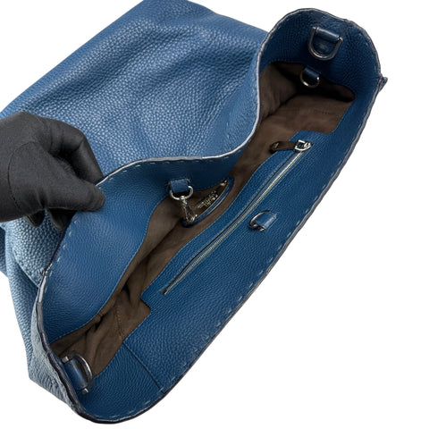 Fendi Blue Selleria Leather Anna Bag