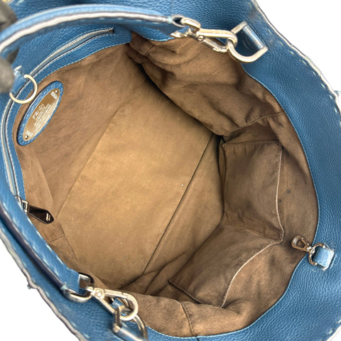 Fendi Blue Selleria Leather Anna Bag